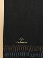 Elegant Stole Wool Blend with Dobby Pattern in Black