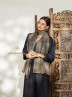 Brown Handloom Pure Pashmina Shawl with signature Stripe detailing