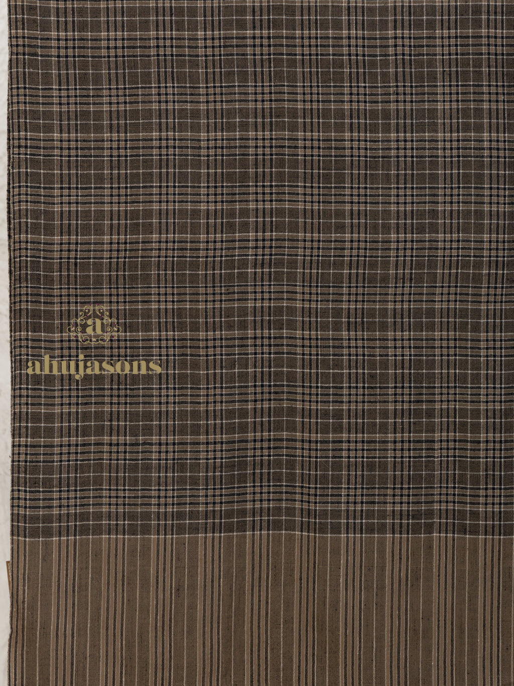 Brown Handloom Pure Pashmina Shawl with signature Stripe detailing