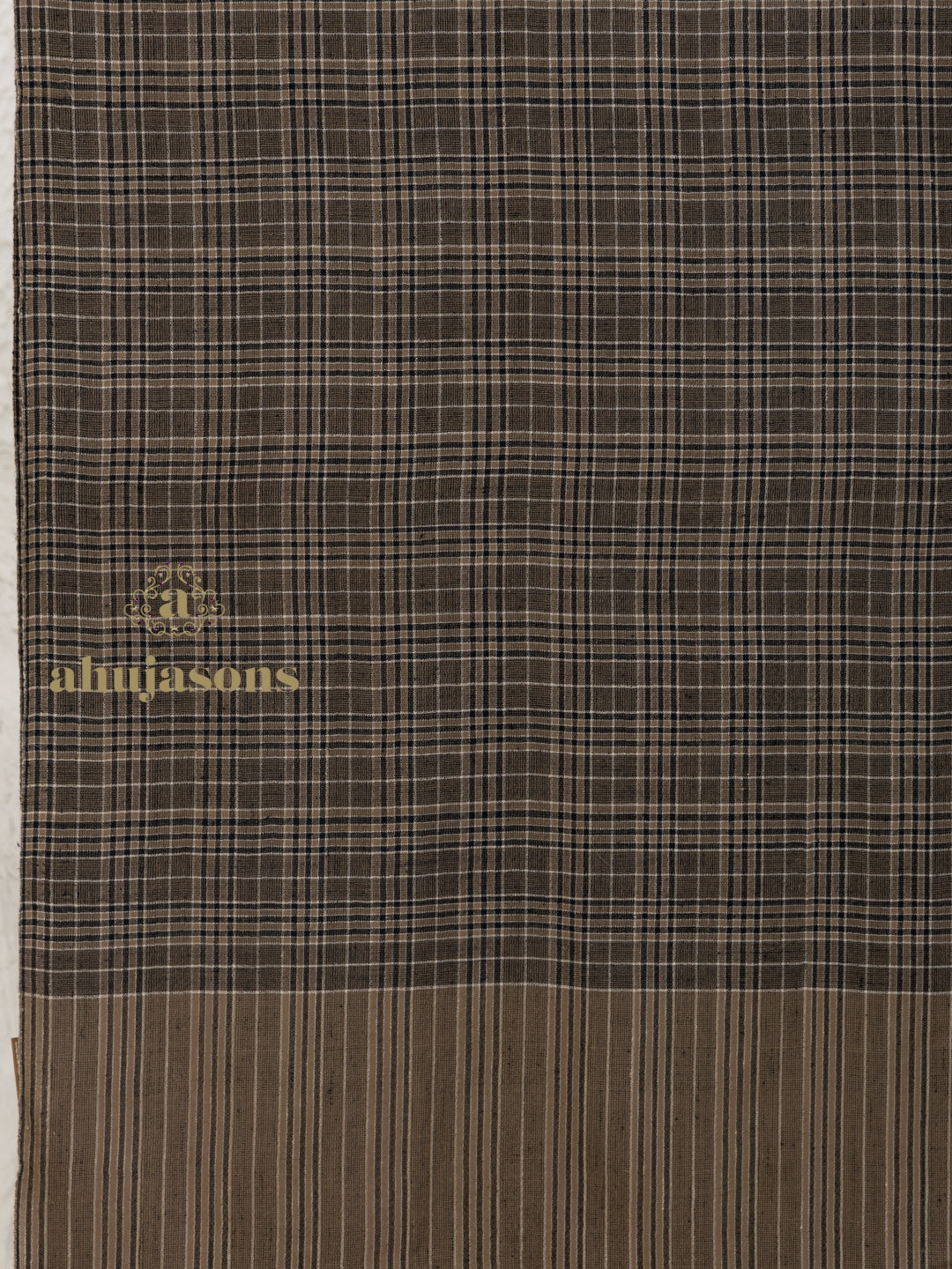 Brown Handloom Pure Pashmina Shawl with signature Stripe detailing