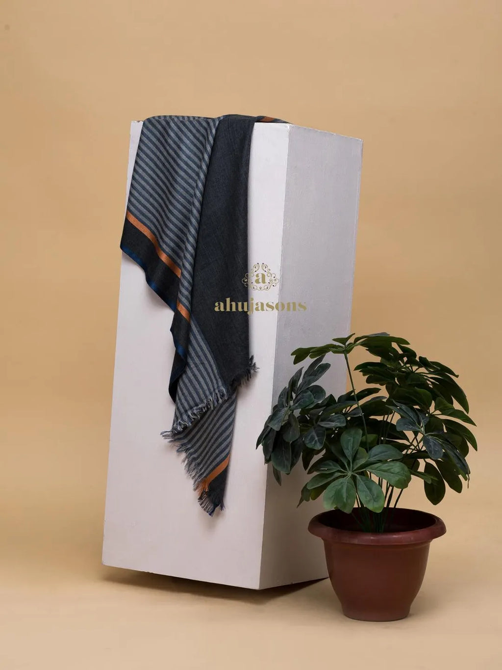 Elegant Stole with Dobby Pattern in Grey