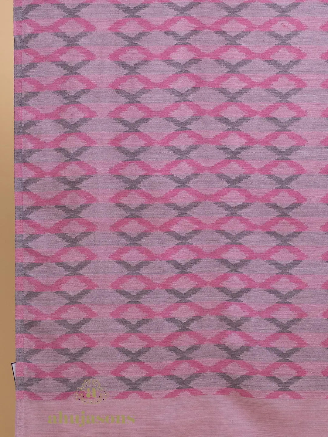 Elegant Stole with Ekat Pattern in Pink