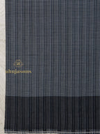 Charcoal Grey Handloom Pure Pashmina Shawl highlighted by Check Pattern