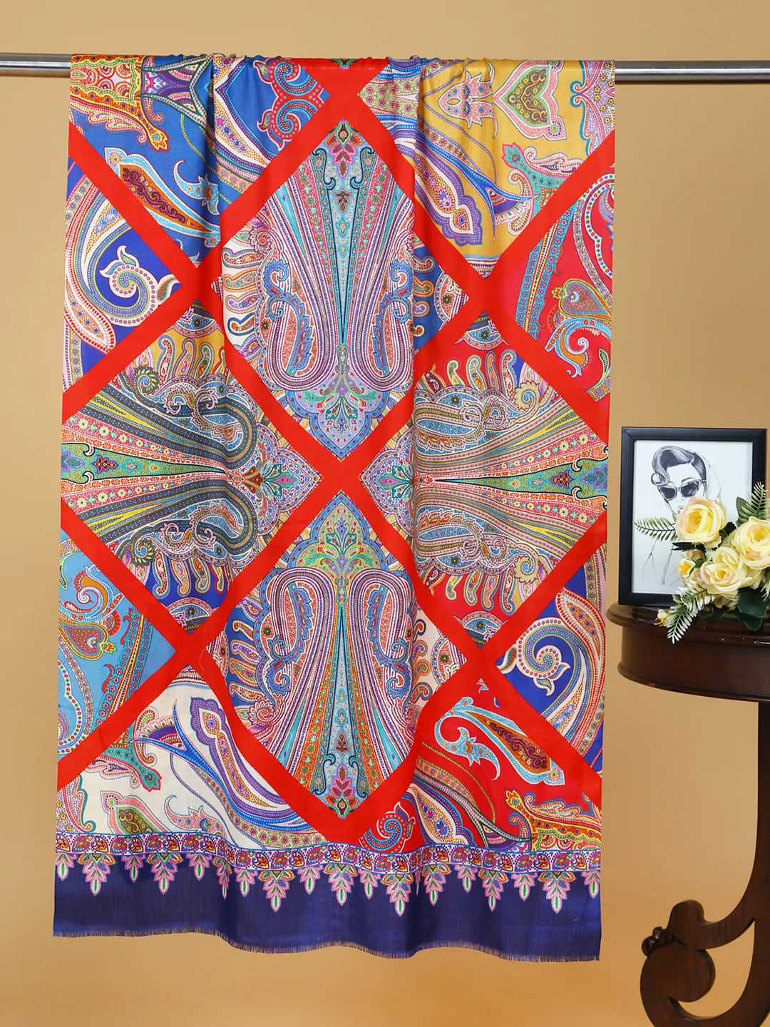 Chic Stole Silken Texture with Printed Pattern in Multi