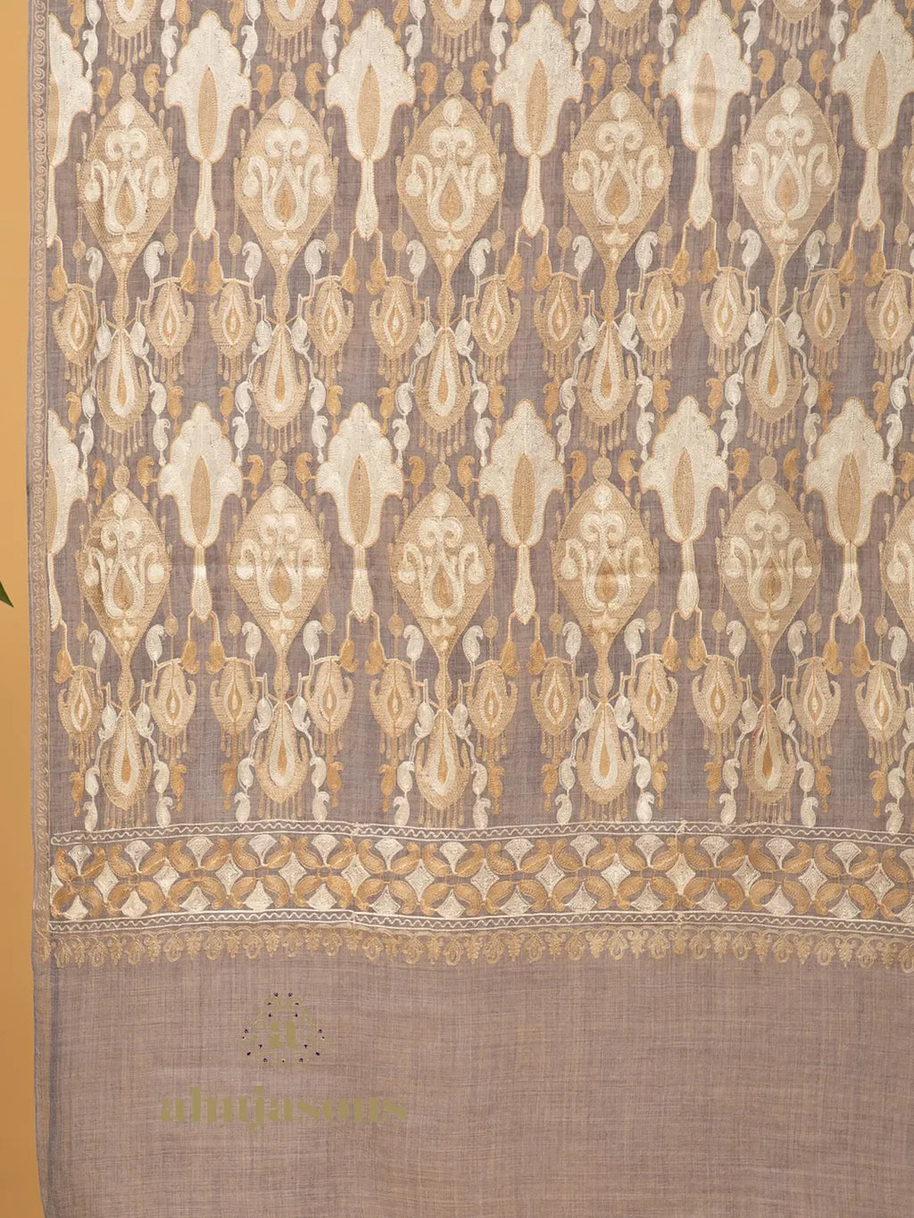 Chic Stole Wool Blend with Kalamkari Embroidery Pattern in Multi