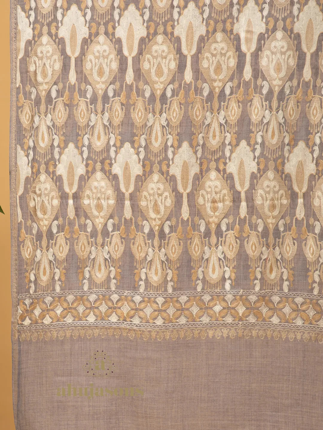 Chic Stole Wool Blend with Kalamkari Embroidery Pattern in Multi