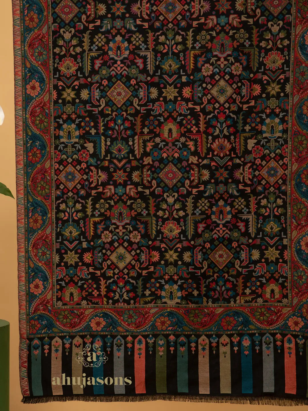 Chic Stole Wool Blend with Jaal With Zari Pattern in Multi