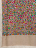 Beige Pashmina Stole accented by Jama