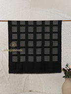 Black Handloom Pure Pashmina Shawl — Artisanal Check Pattern