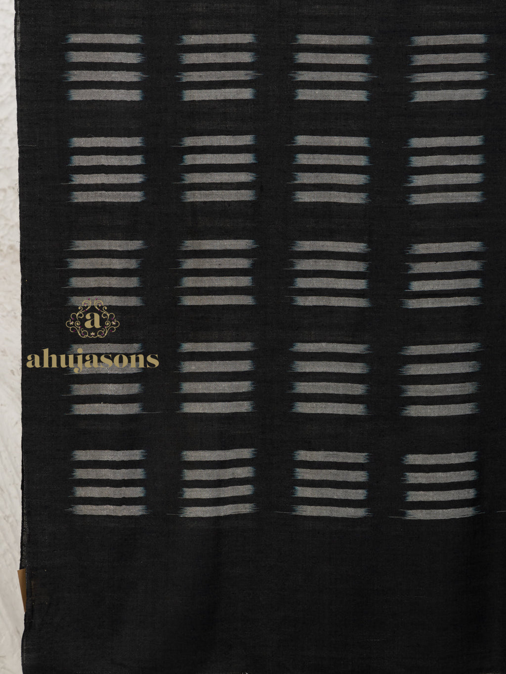 Black Handloom Pure Pashmina Shawl — Artisanal Check Pattern