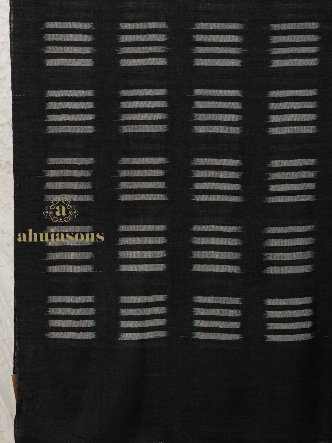 Black Handloom Pure Pashmina Shawl — Artisanal Check Pattern