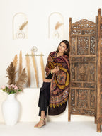Black Handloom Pure Pashmina Shawl featuring delicate Paper Mache Jaal Embroidery