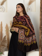 Black Handloom Pure Pashmina Shawl featuring delicate Paper Mache Jaal Embroidery