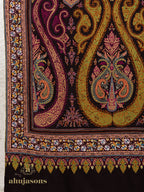 Black Handloom Pure Pashmina Shawl featuring delicate Paper Mache Jaal Embroidery
