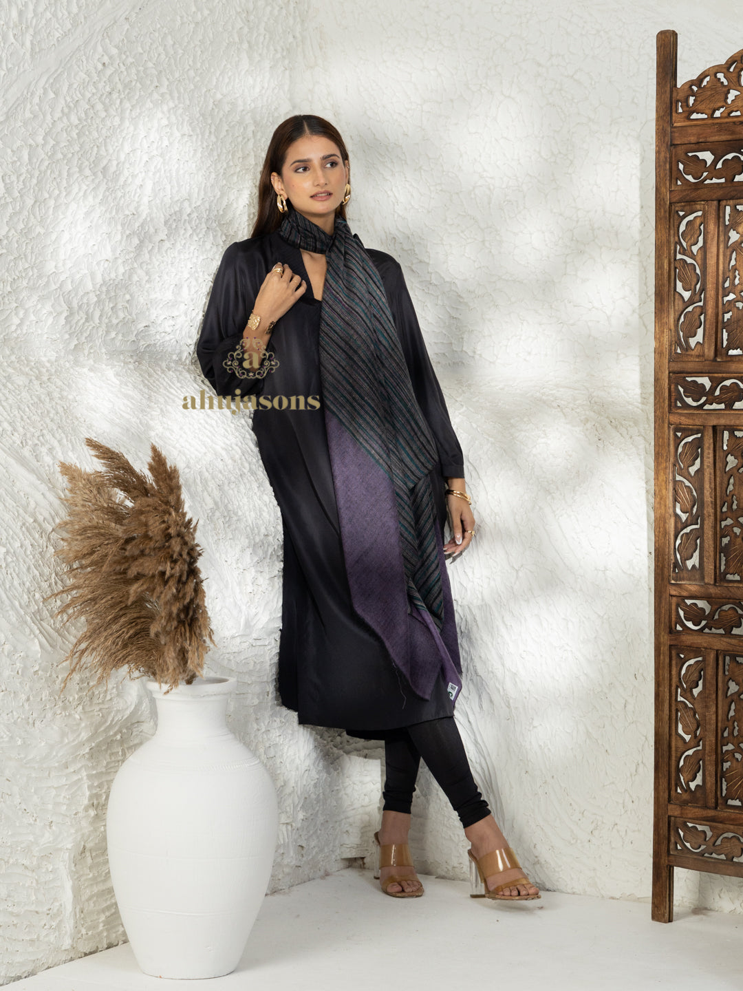 Dusty Purple Handloom Pure Pashmina Shawl — Ekat in elegant finish