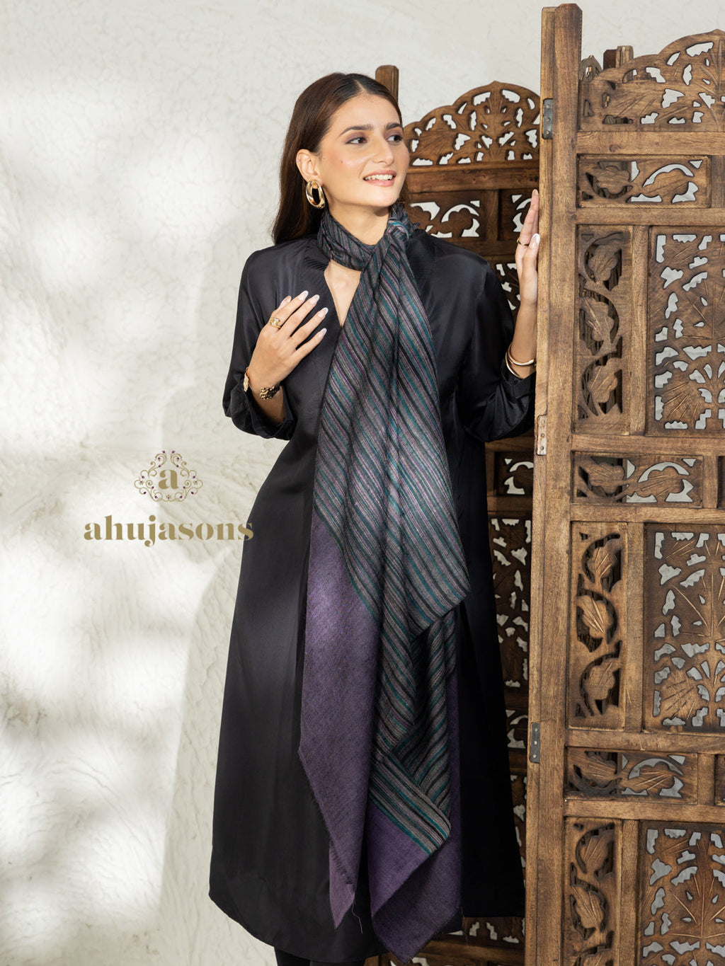 Dusty Purple Handloom Pure Pashmina Shawl — Ekat in elegant finish