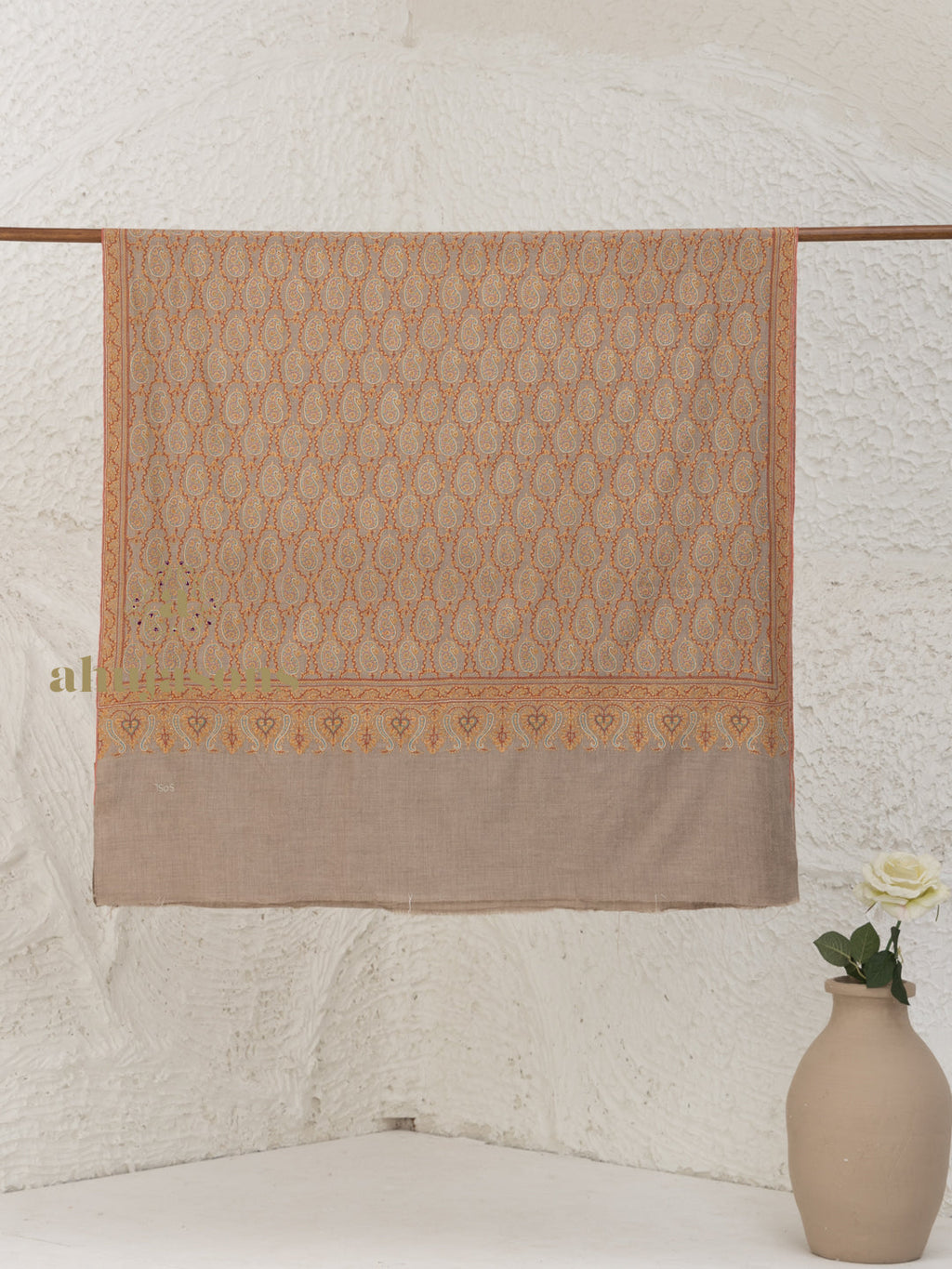 Beige Handloom Pure Pashmina Shawl — Jama in elegant finish