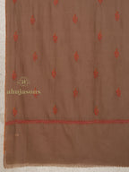 Brown Handloom Pure Pashmina Stole — Delicate Booti Embroidery Stole