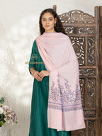 Baby Pink Handloom Pure Pashmina Stole featuring hand-finished Palla Stole detailing