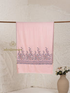 Baby Pink Handloom Pure Pashmina Stole featuring hand-finished Palla Stole detailing