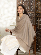 Beige Handloom Pure Pashmina Stole in a Solid