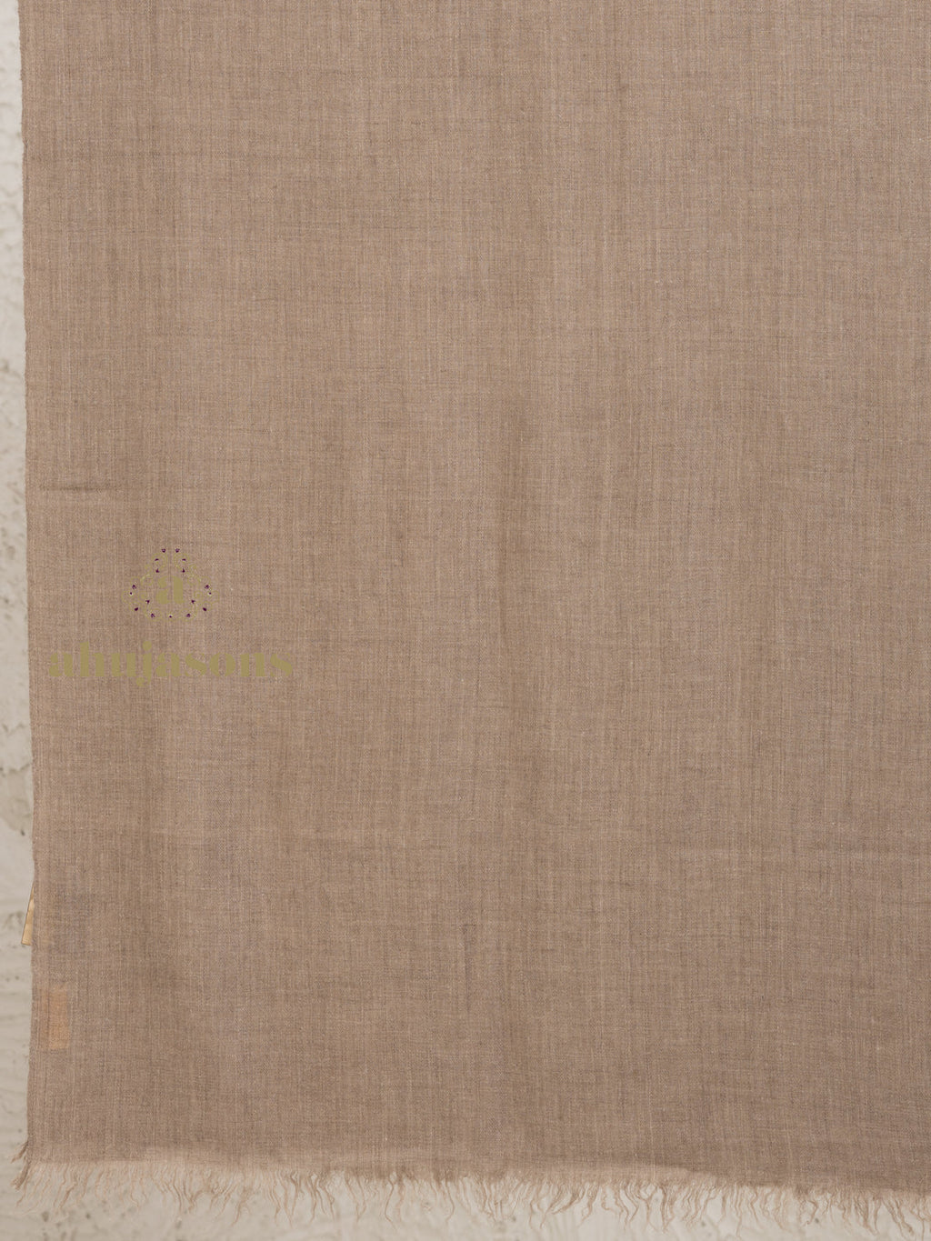 Beige Handloom Pure Pashmina Stole in a Solid