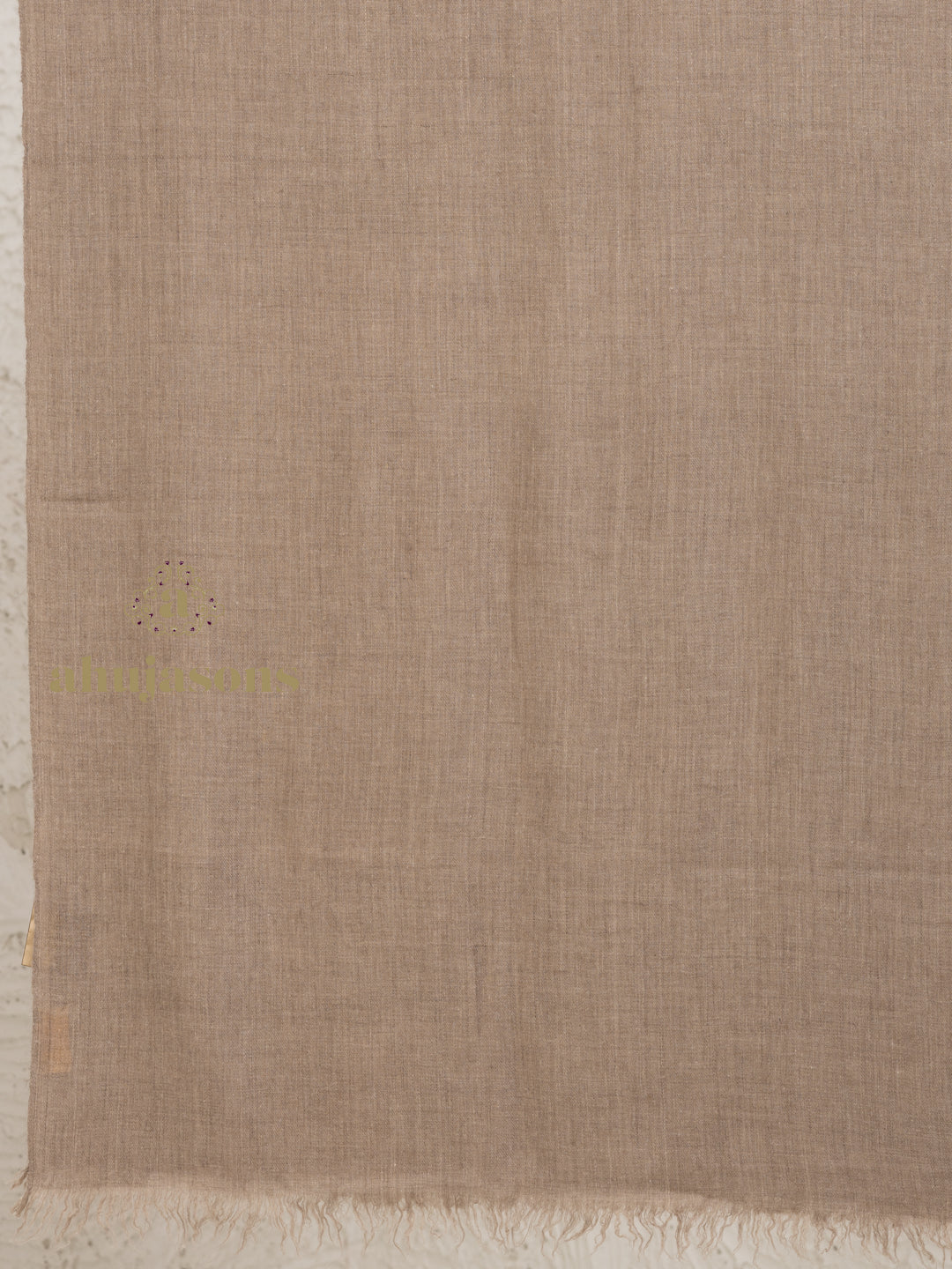 Beige Handloom Pure Pashmina Stole in a Solid