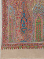Beige Handloom Pure Pashmina Shawl accented by Aabdaar With Jama Embroidery