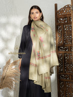Brown Handloom Pure Pashmina Shawl — Paper Mache Jaal Embroidery in artisanal finish