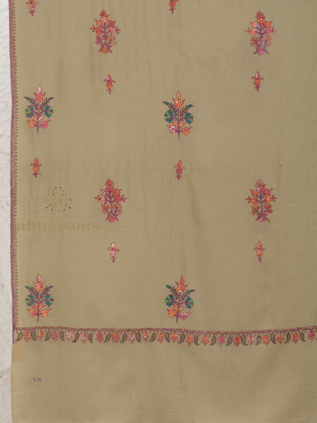 Brown Handloom Pure Pashmina Shawl — Paper Mache Jaal Embroidery in artisanal finish