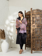 Dusty Lavender Handloom Pure Pashmina Shawl rendered in Aabdaar With Jama Embroidery
