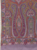 Dusty Lavender Handloom Pure Pashmina Shawl rendered in Aabdaar With Jama Embroidery