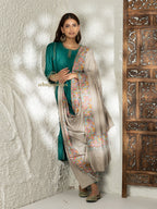 Beige Handloom Pure Pashmina Shawl — Refined Paper Mache Border Embroidery