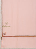 Baby Pink Handloom Pure Pashmina Shawl in a delicate Hashia Embroidery