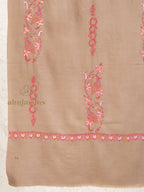 Brown Handloom Pure Pashmina Stole — Booti Embroidery Stole in ornate finish