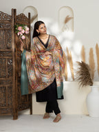 Dusty Teal Handloom Pure Pashmina Shawl — Sublime Gulaabdaar Embroidery