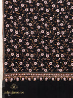 Black Handloom Pure Pashmina Stole showcasing hand-finished Jaal Stole