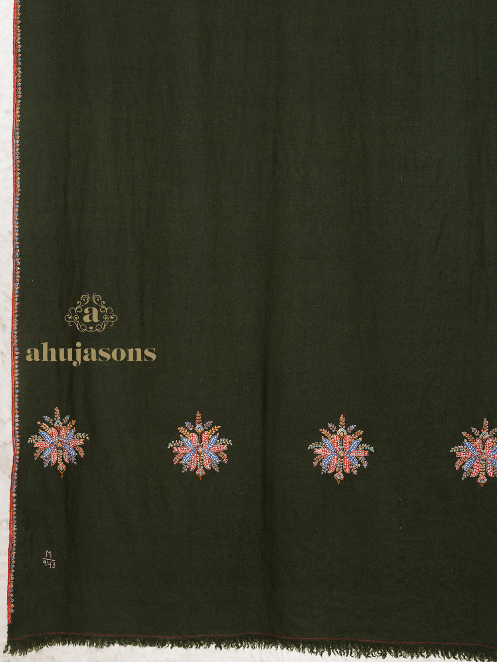 Dark Green Handloom Pure Pashmina Stole — Ornate Palla Stole