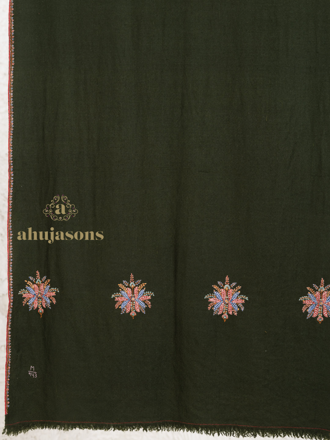 Dark Green Handloom Pure Pashmina Stole — Ornate Palla Stole