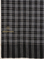 Black Handloom Pure Pashmina Stole — Elegant &White Check Pattern Stole