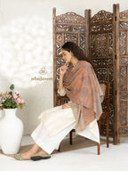 Beige Handloom Pure Pashmina Stole showcasing signature Jama Stole