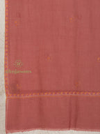 Dusty Rose Handloom Pure Pashmina Stole with intricate Booti Embroidery Stole detailing