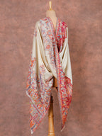 Cream Woollen Shawl with Lunar-Inspired Details