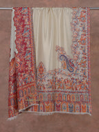 Cream Woollen Shawl with Lunar-Inspired Details