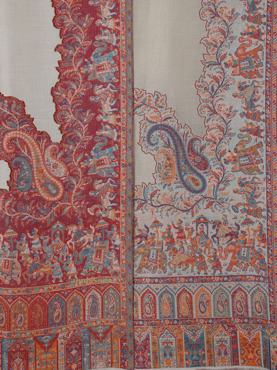 Cream Woollen Shawl with Lunar-Inspired Details