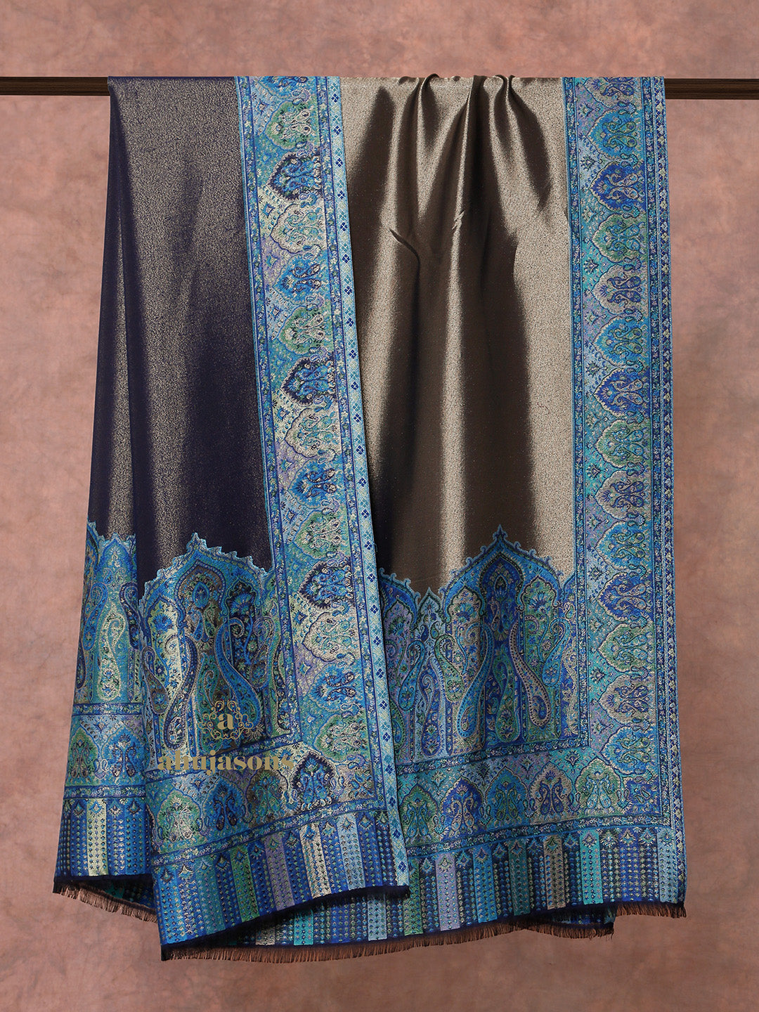 Blue-Toned Heritage Woollen Shawl in Lux Finish