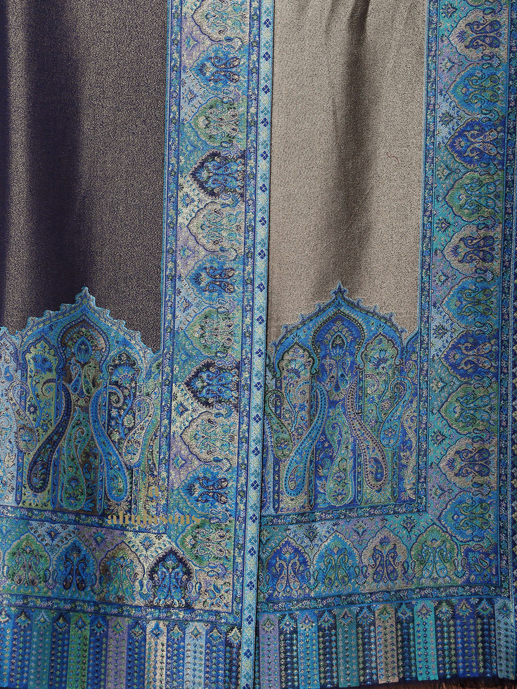 Blue-Toned Heritage Woollen Shawl in Lux Finish