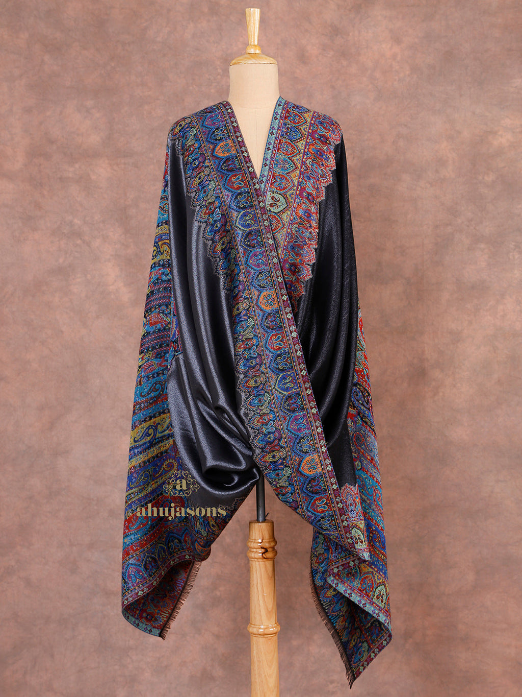 Blue-Toned Heritage Woollen Shawl in Lux Finish