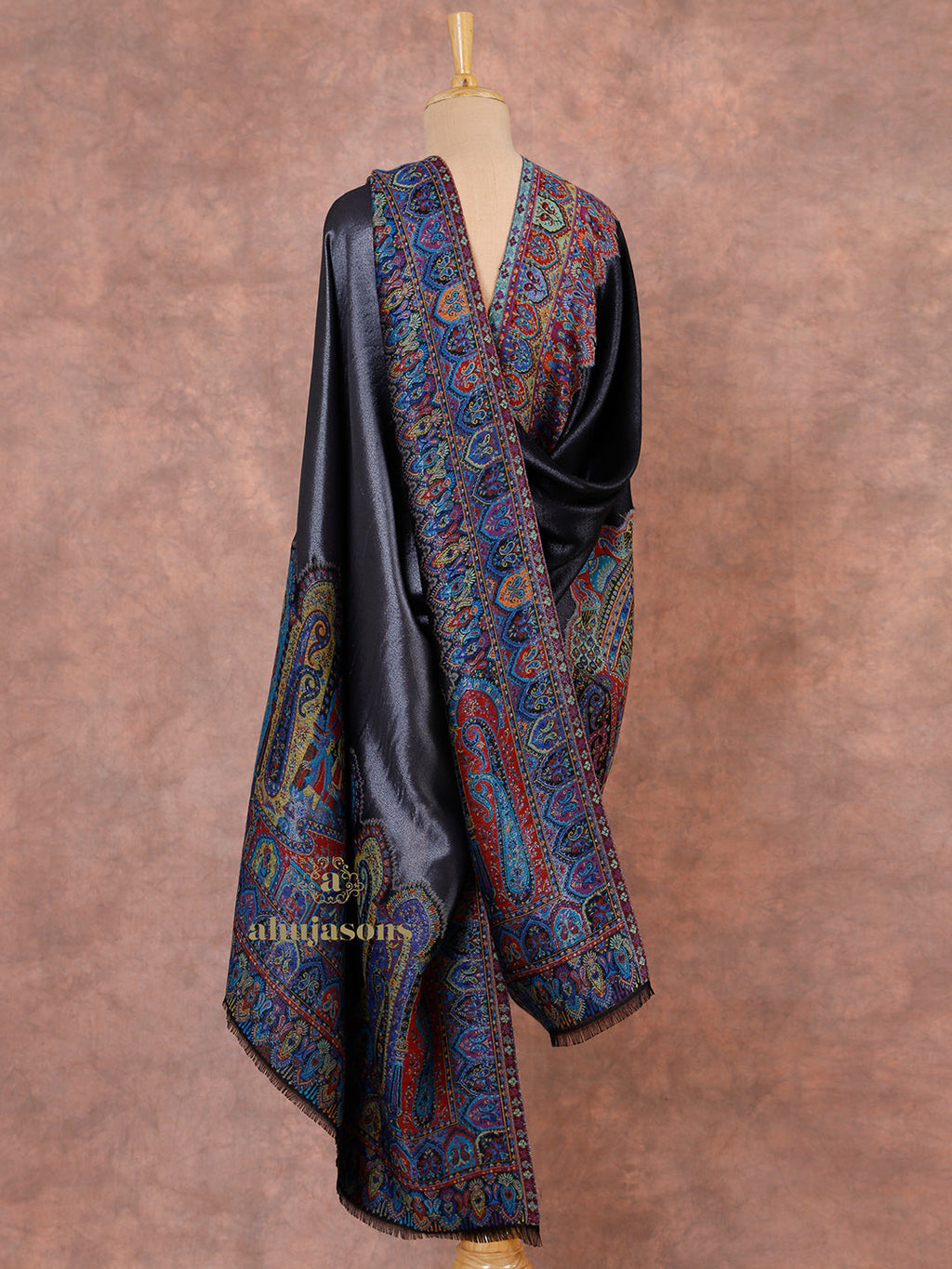 Blue-Toned Heritage Woollen Shawl in Lux Finish