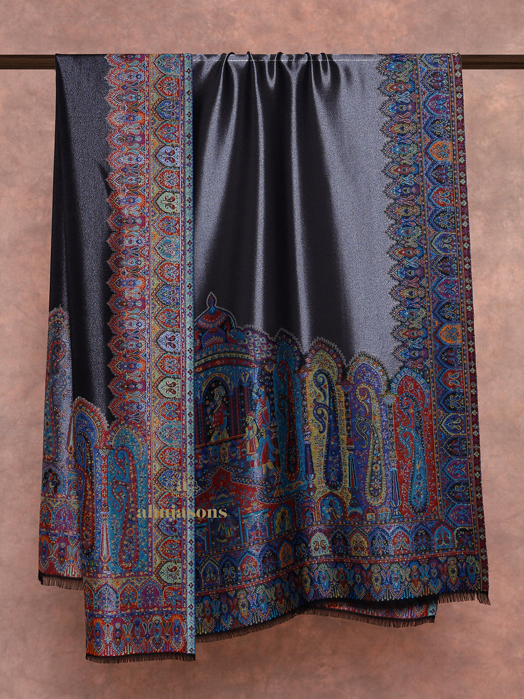 Blue-Toned Heritage Woollen Shawl in Lux Finish